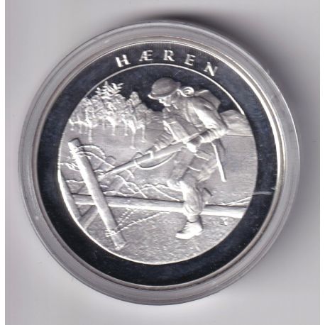 Médaille - Norvège 1 krig 1940-1945 - N°8 Haeren - argent 20g 0,999 - 39mm - FDC