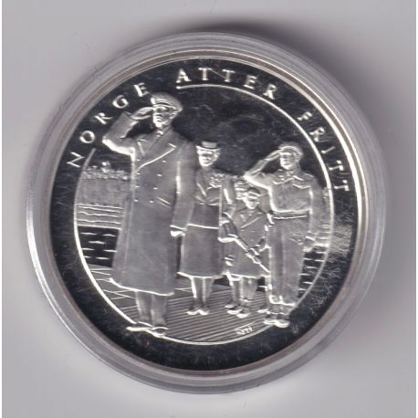 Médaille - Norvège 1 krig 1940-1945 - N°10 Norge atter fritt - argent 20g 0,999 - 39mm - FDC