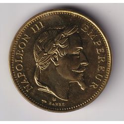 Médaille - Refrappe 100 Francs or 1870 - Napoléon III - cuivre doré - 34mm