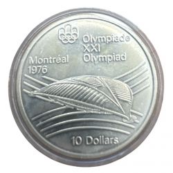 10 Dollars 1976 - Stade - JO Montreal 1976 - argent - FDC