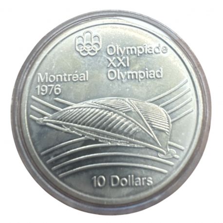 10 Dollars 1976 - Stade - JO Montreal 1976 - argent - FDC