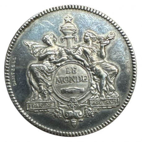 Jeton - Le monde - Compagnie assurances sur la vie humaine - argent 17,57g - TTB+
