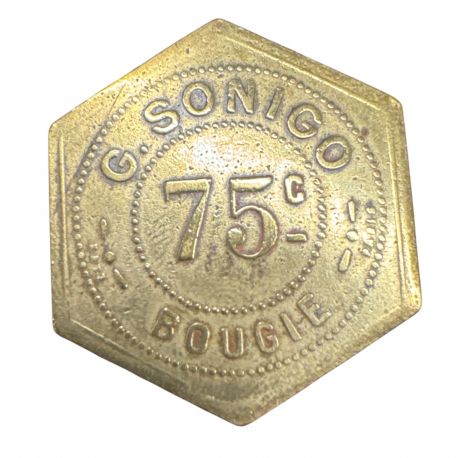Algérie - 75 Centimes - C.Sonigo à Bougie - laiton - TTB