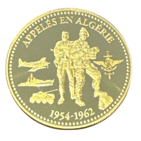 Médaille - Appelés en Algérie - 1954-1962 - Sahara - cupronickel doré - 41mm