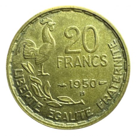 20 Francs Georges Guiraud - 1950 B - 3 faucilles - TTB+