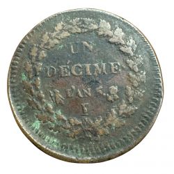 1 Décime Dupré - AN 5 I Limoges - surfrappe 2 décimes - TB+