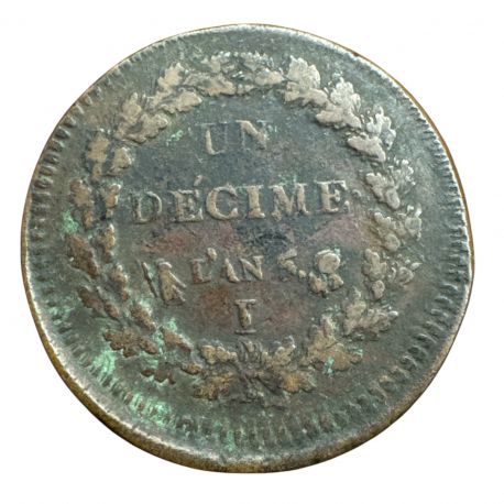 1 Décime Dupré - AN 5 I Limoges - surfrappe 2 décimes - TB+