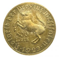 Allemagne - 500 Mark 1922 - Westphalie von stein - laiton - TTB