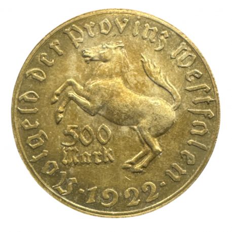 Allemagne - 500 Mark 1922 - Westphalie von stein - laiton - TTB