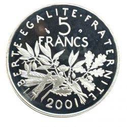 5 Francs Semeuse - 2001 - Tranche en relief - Belle épreuve 