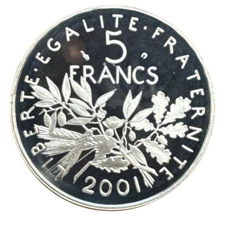 5 Francs Semeuse - 2001 - Tranche en relief - Belle épreuve 