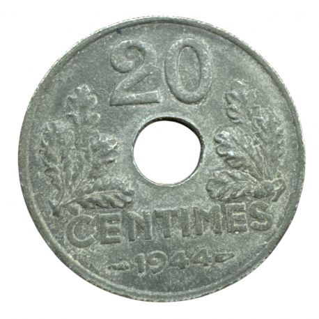 20 Centimes État Français - 1944 - zinc - Type 20 - TTB