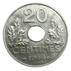 20 Centimes État Français - 1944 - fer - SPL
