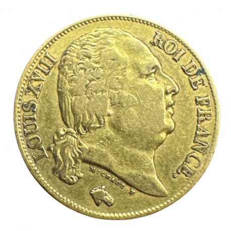 Louis XVIII - 20 Francs Or - 1824 A Paris - Buste nu - TB+