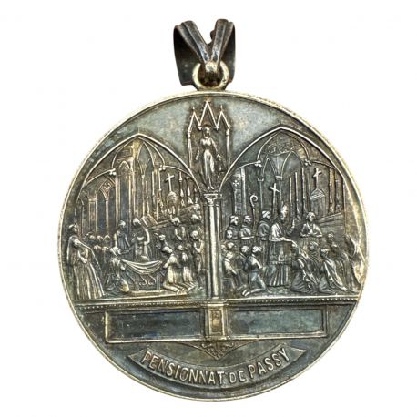 Médaille - Pensionnat de passy - gravée 1883-1895 - métal argenté - 41mm