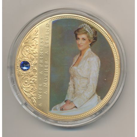 Médaille 70mm - Collection Lady Diana N°2 - portrait d'une princesse - avec insert Swarovski