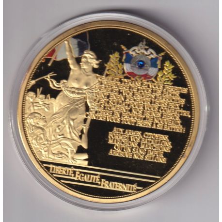 Médaille - Verset N°4 - Collection Liberté égalité fraternité - couleur et insert swarovski - 70mm