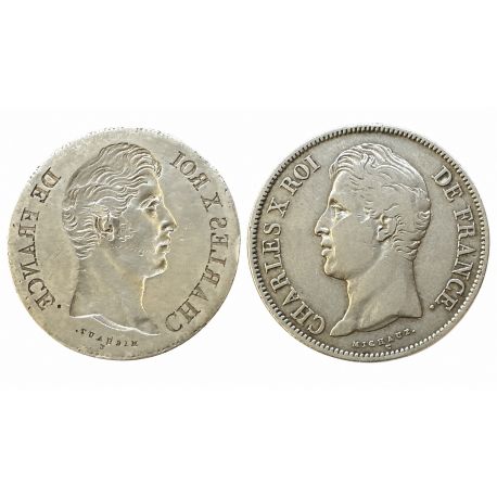 Monnaie Fautée - 5 Francs Charles X - Frappe incuse - TB/TTB