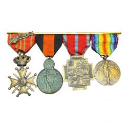 Belgique - Barette 4 Médailles - 1914-1918 - ordonnance