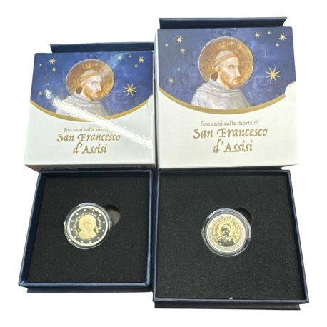 Italie - 2 x 2 Euro 2026 - 800e anniversaire de la mort de saint François d'Assise - Belle epreuve + Reverse