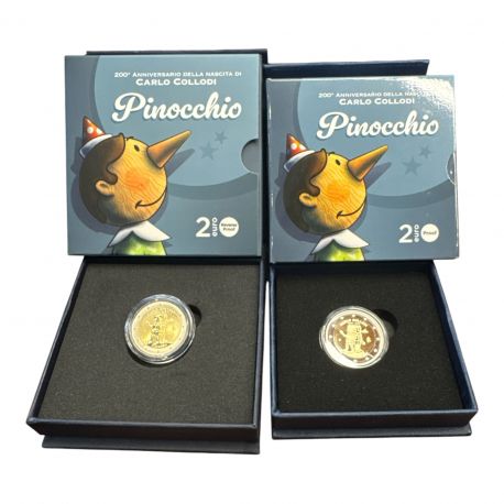 Italie - 2 x 2 Euro 2026 - Pinocchio - Belle epreuve + Reverse/Polissage inversé