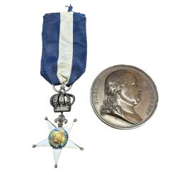 Décoration de la fidélité - Louis XVIII - argent et centre en or - 48x28mm + Médaille