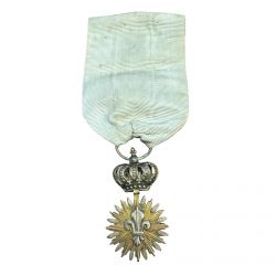 Orde du lys dit gardes du corps - forme soleil couronné - argent doré