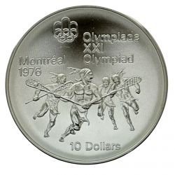 10 Dollars 1974 - JO Montreal 1976 - Lacrosse - argent - FDC