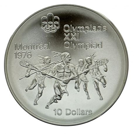 10 Dollars 1974 - JO Montreal 1976 - Lacrosse - argent - FDC