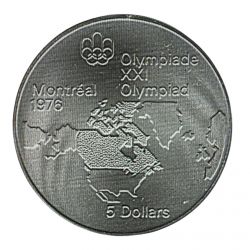 5 Dollars 1973 - JO Montreal 1976 - carte - argent - FDC