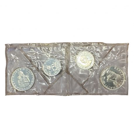 Haiti - Lot 4 Monnaies 1973 scellées - 2x 25 Gourdes + 2 x 50 Gourdes - argent