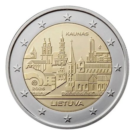 Lituanie - 2 Euro 2026 - ville de Kaunas