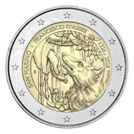 St marin - 2 Euro 2026 - 800e anniversaire de la mort de François d'Assise