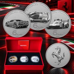 Italie - Coffret 3 x 6 Euro 2026 - Ferrari - 3 x 1 once argent - 5.000 ex