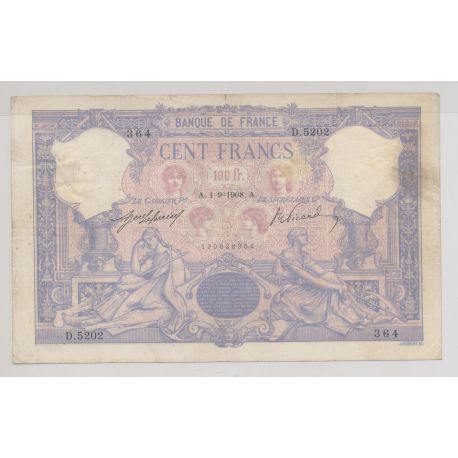 100 Francs Bleu et rose - 1.09.1908