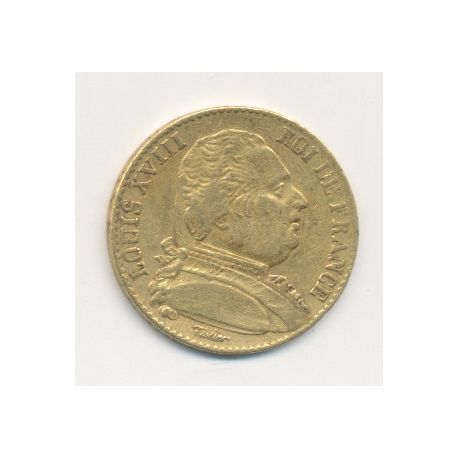 Louis XVIII - 20 Francs Or - 1815 Q Perpignan - Buste habillé - grappe horizontale