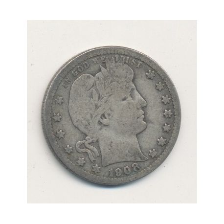 Etats-Unis - 1/4 Dollar 1908 O - Nouvelle Orléans