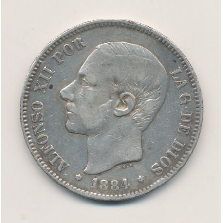 Espagne - 5 Pesetas 1884 - Alfonso XII
