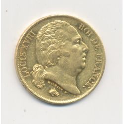 Louis XVIII - 20 Francs Or - 1820 Q Perpignan - Buste nu