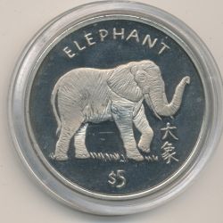 Libéria - 5 Dollars - 1997 - éléphant