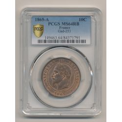 Napoléon III - Tête laurée - 10 centimes - 1865 A Paris - PCGS MS64RB