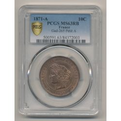 Cérès - 10 centimes - 1871 A Paris - PCGS MS63RB