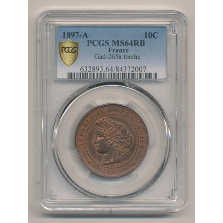 Cérès - 10 centimes - 1897 A Paris - PCGS MS64RB