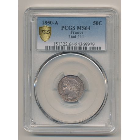 Cérès - 50 centimes - 1850 A Paris - PCGS MS64