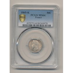 Napoléon III - Tête laurée - 50 centimes - 1865 K Bordeaux - PCGSMS64 