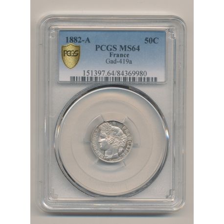 Cérès - 50 centimes - 1882 A Paris - PCGS MS64