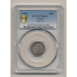 Semeuse - 50 Centimes - 1901 - PCGS MS63