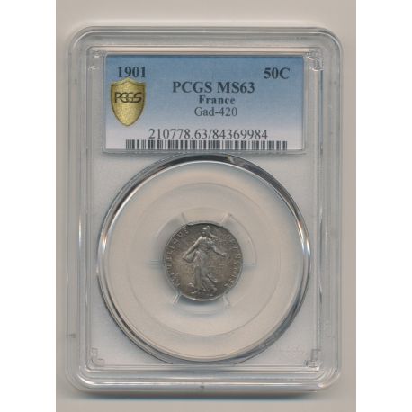 Semeuse - 50 Centimes - 1901 - PCGS MS63