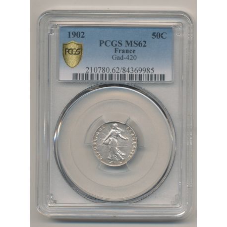 Semeuse - 50 Centimes - 1902 - PCGS MS62