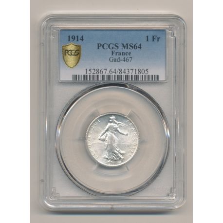 Semeuse - 1 Franc - 1914 - argent - PCGS MS64